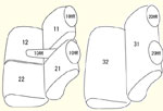HE21S（1列目ベンチシート/2列目背もたれ一体型用） セット内容イメージ図