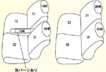1列目肘掛けの小物入れ有り（H21/10〜）用 セット内容イメージ図